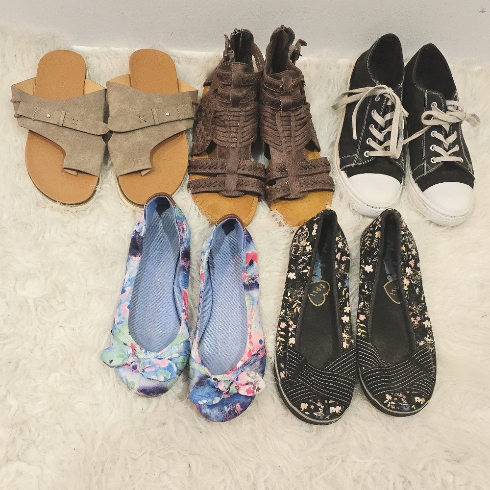 🔥 US Size 8 Bundle of 5 Pairs Women's Shoes - Flats, - Picture 1 of 16